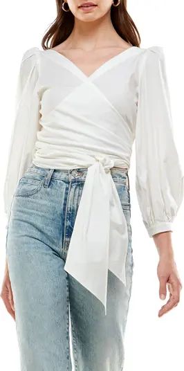 Jada Balloon Sleeve Wrap Crop Top | Nordstrom