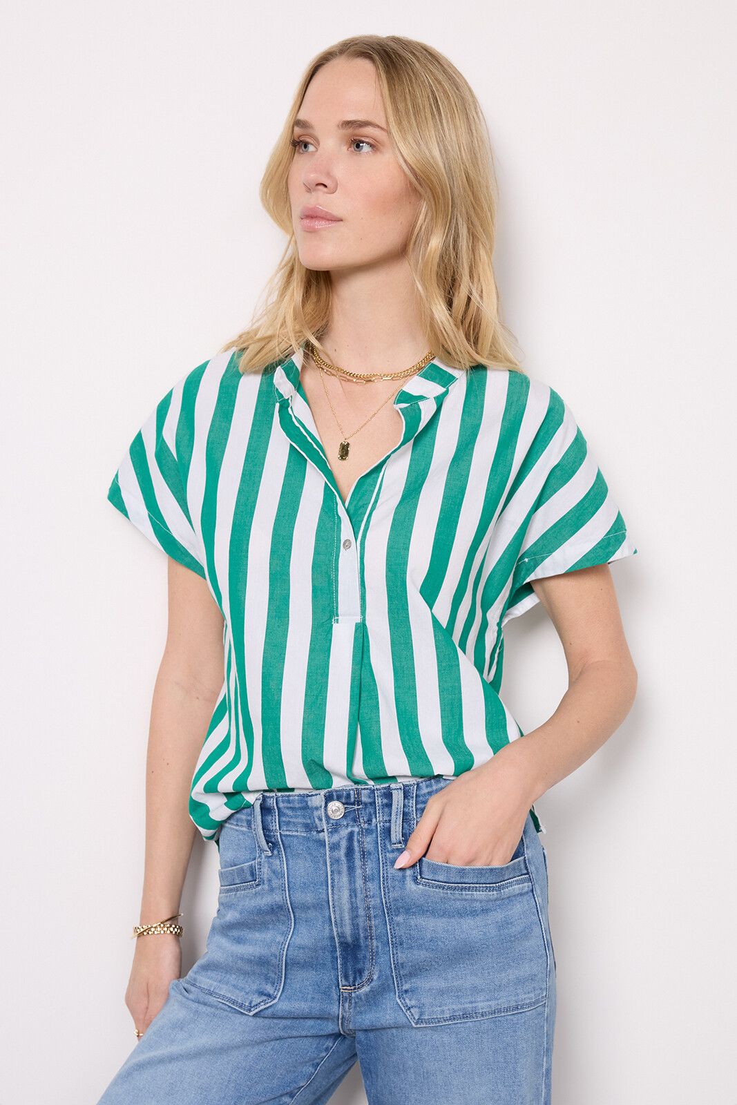 Candy Striped Popover Top | EVEREVE