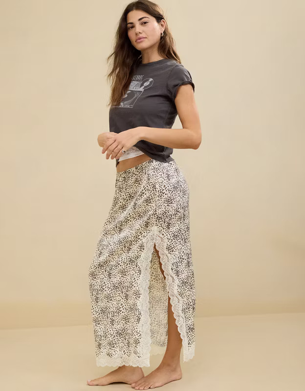 Aerie Satin Midi Skirt | Aerie