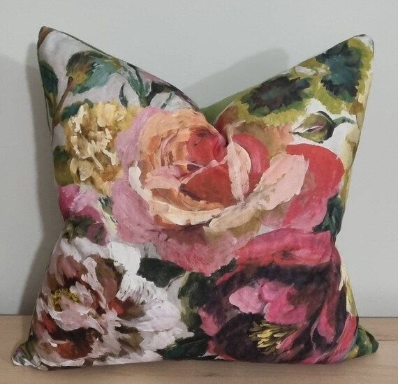 Designers Guild Grandiflora Rose Epice & Omega Velvet Cushion | Etsy | Etsy (US)
