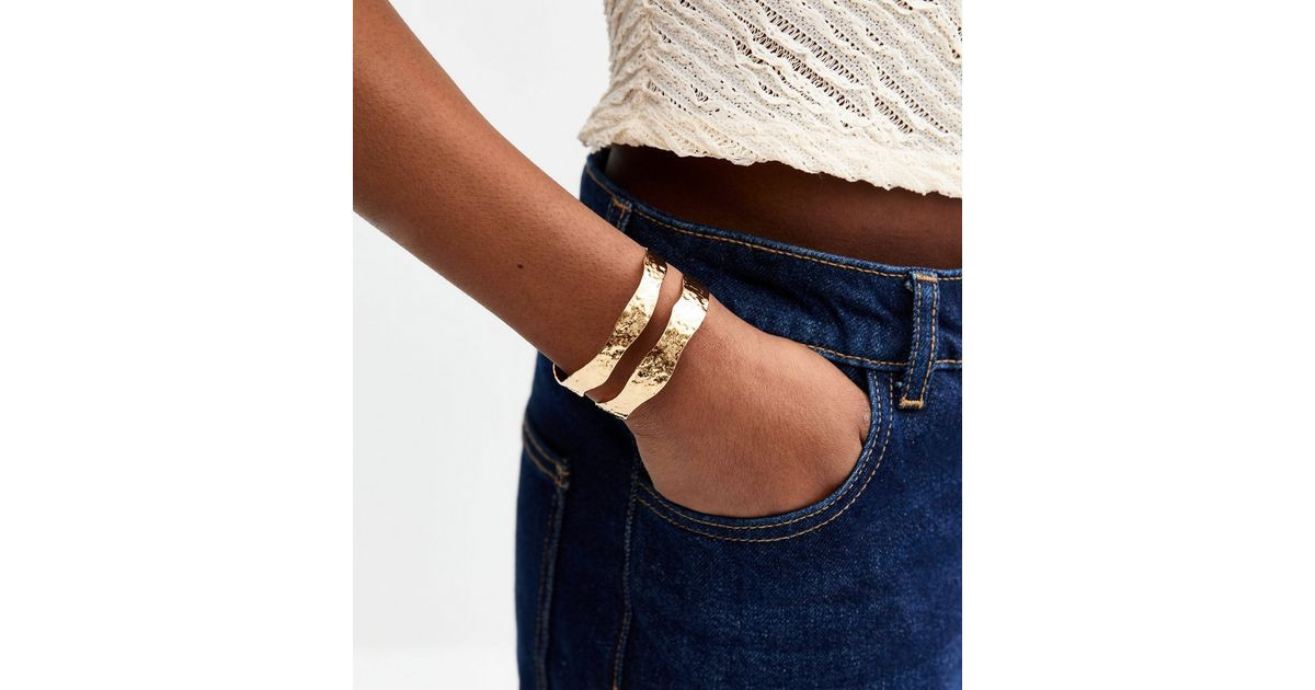 Silver Tone Textured Cutout Cuff | New Look | New Look (UK)