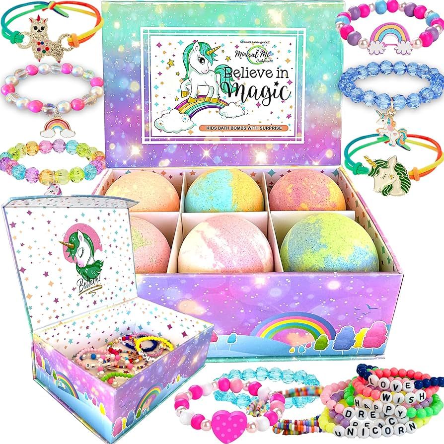 Unicorn Bath Bombs for Girls with Jewelry Inside & Jewelry Box for Kids - Organic, Skin Moisturiz... | Amazon (US)