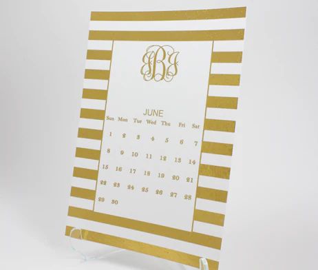 Foil Monogram Desk Calendar | Gold or Silver | Shop Dandy LLC