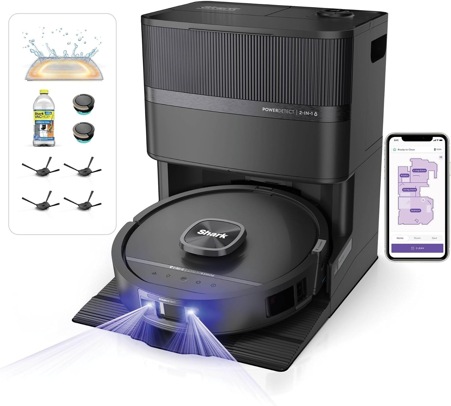 Shark PowerDetect UV Reveal Robot Mop and Vacuum, Black, AV3020XEUK | Amazon (UK)