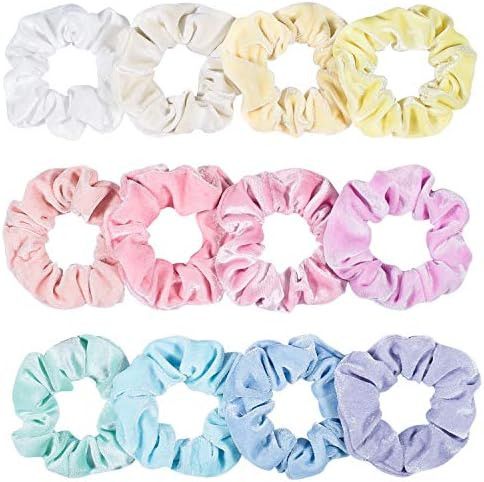 Whaline Pastel Hair Scrunchies Elastic Scrunchy Bobbles Velvet Hair Bands Boho Soft Hair Ties Hai... | Amazon (US)