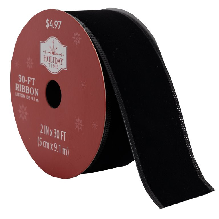 Black Velvet Ribbon, 30 ft, by Holiday Time | Walmart (US)