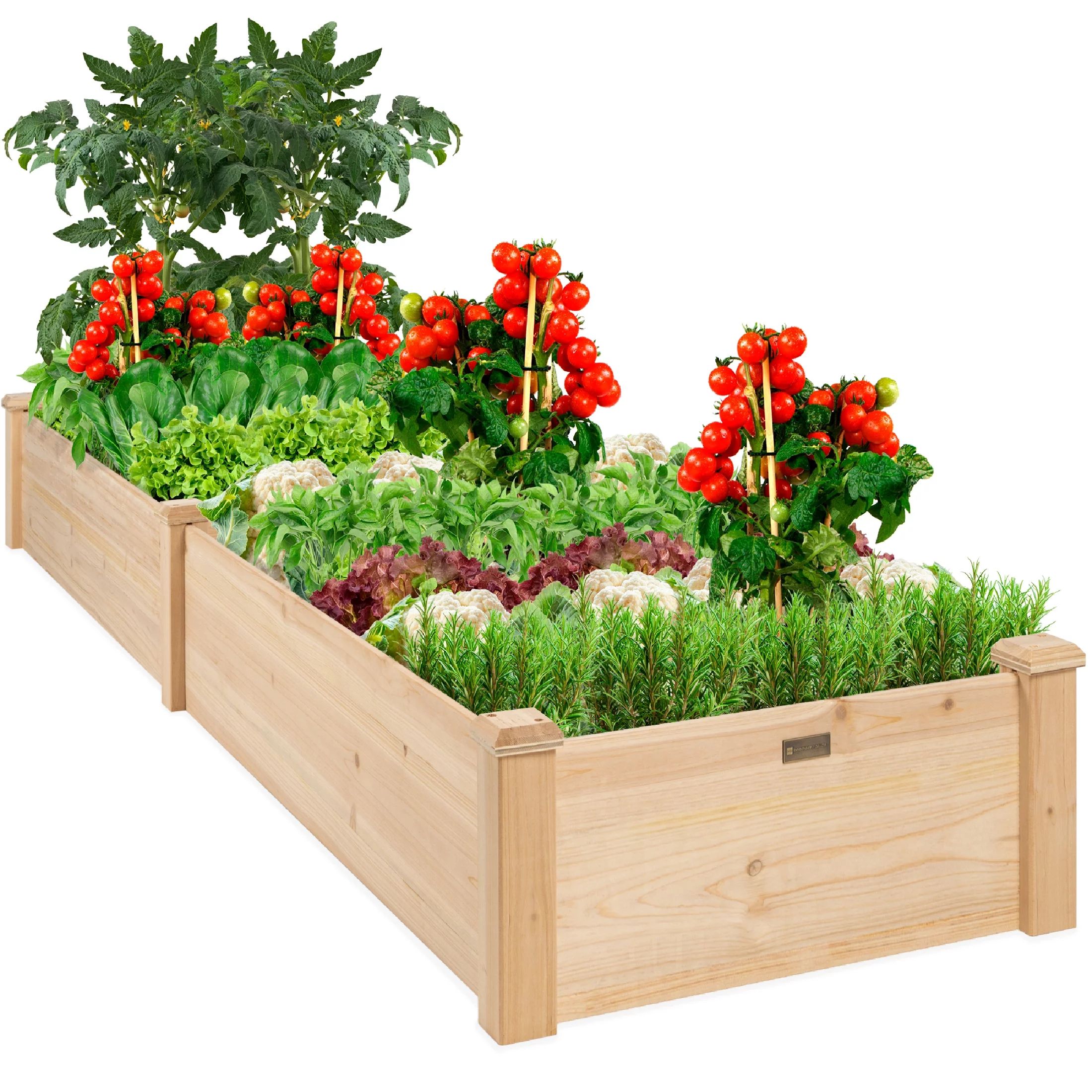 Best Choice Products 8x2ft Outdoor Wooden Raised Garden Bed Planter for Grass, Lawn, Yard - Natur... | Walmart (US)