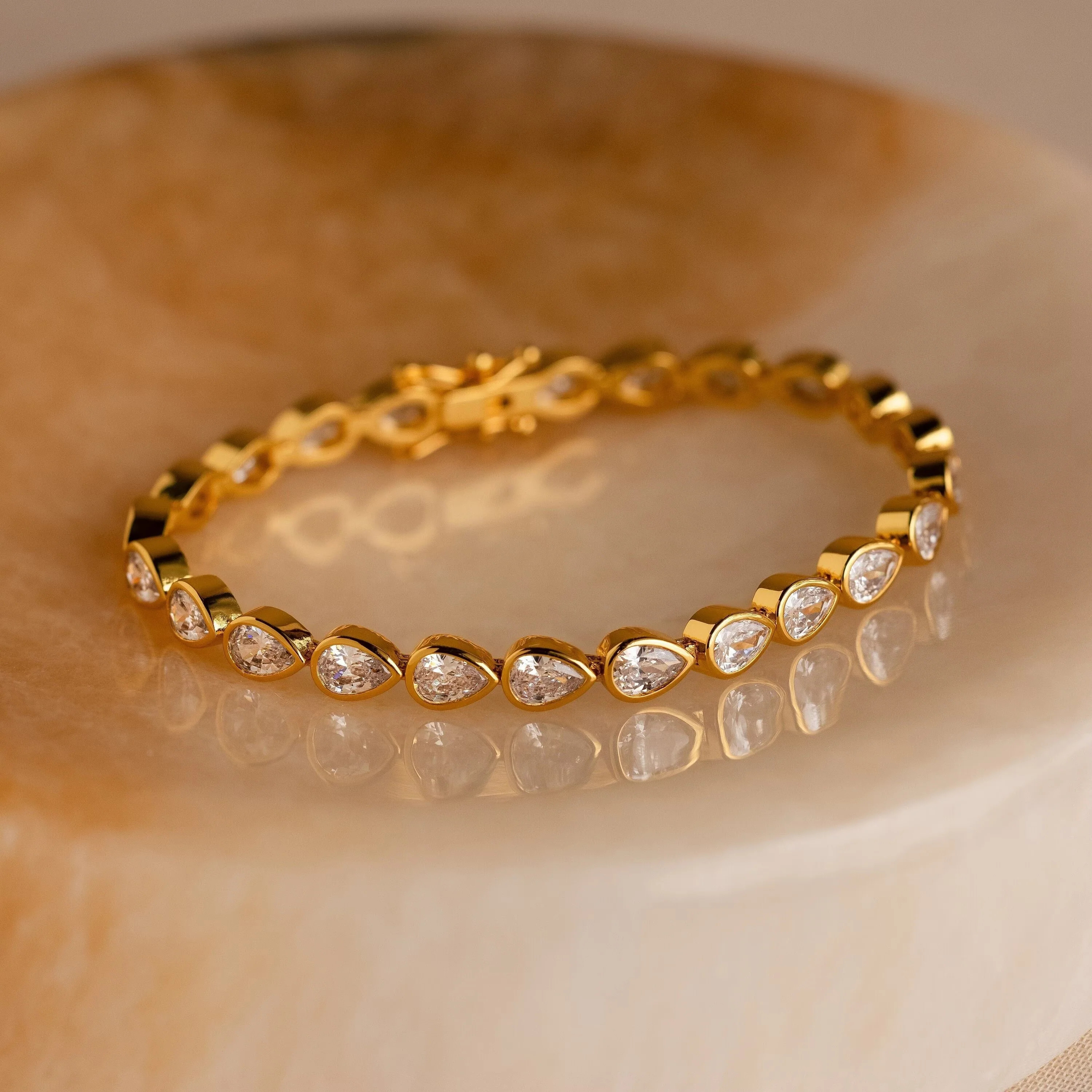 Pear Diamond Tennis Bracelet | Caitlyn Minimalist