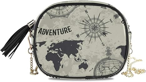 ALAZA PU Leather Small Crossbody Bag Purse Wallet Vintage World Map Globe Compass Retro Cell Phon... | Amazon (US)
