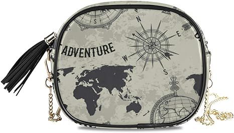 ALAZA PU Leather Small Crossbody Bag Purse Wallet Vintage World Map Globe Compass Retro Cell Phon... | Amazon (US)