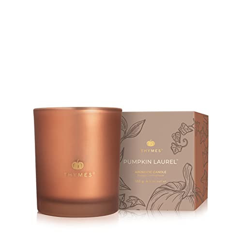 Thymes Scented Candles for Home Decor - Luxury Home Fragrance Gifts for Women & Men - Fall Candles with Creamy Pumpkin, Nutmeg, & Cinnamon - Burnt Orange (Pumpkin Laurel, 6.5 oz) | Amazon (US)