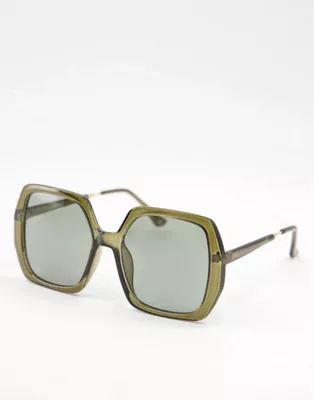 ASOS DESIGN recycled frame oversized 70s sunglasses in green | ASOS (Global)