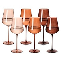 Brown Wine Glasses Set of 6-18oz【Hand Blown】 Crystal Amber Stemmed Venus Wine Glasses-Brown W... | Amazon (US)