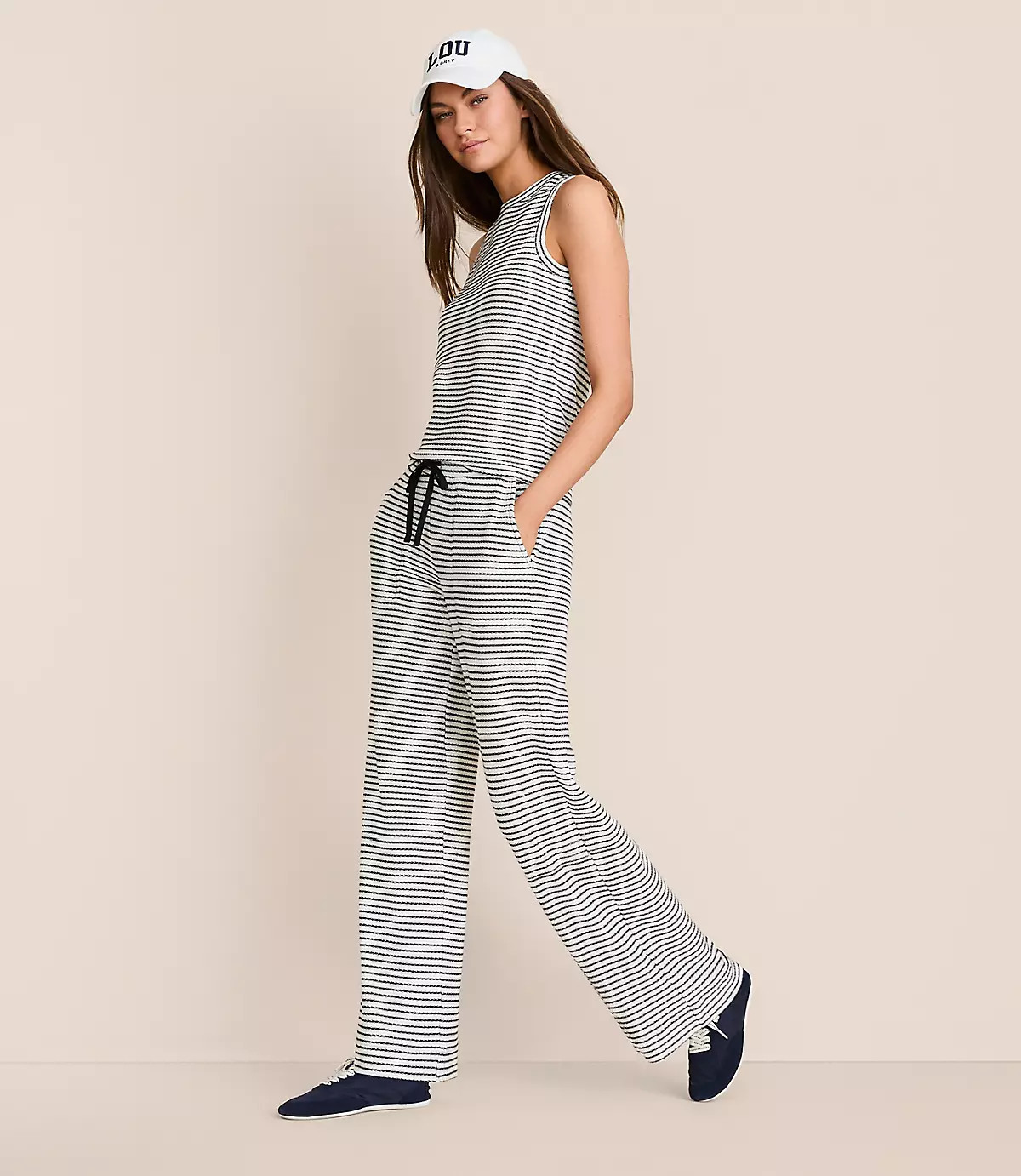 Lou & Grey Stripe Textured Wide Leg Pants | LOFT