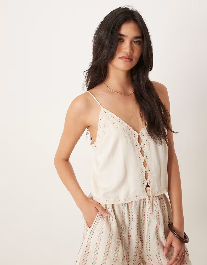 Free People pieces of you camisole top in ivory-White | ASOS (Global)