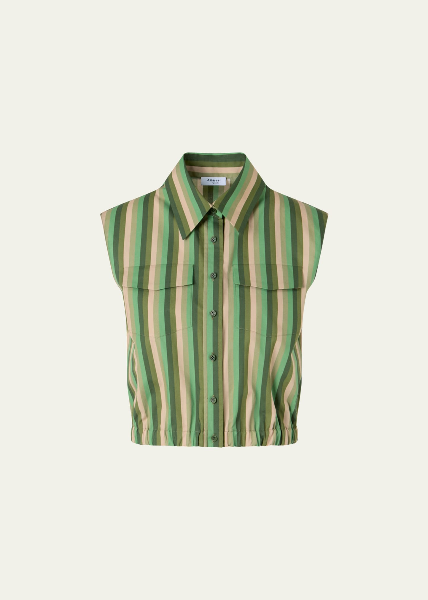 Akris punto Sleeveless Parasol Striped Cotton Poplin Crop Shirt | Bergdorf Goodman