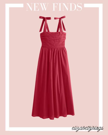 Red dress. Midi dress. Summer dress. Sundress. Abercrombie 