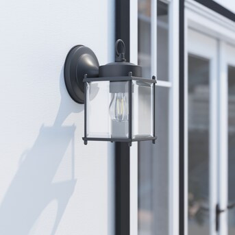 Project Source 1-Light 8.25-in Black Outdoor Wall Light | Lowe's