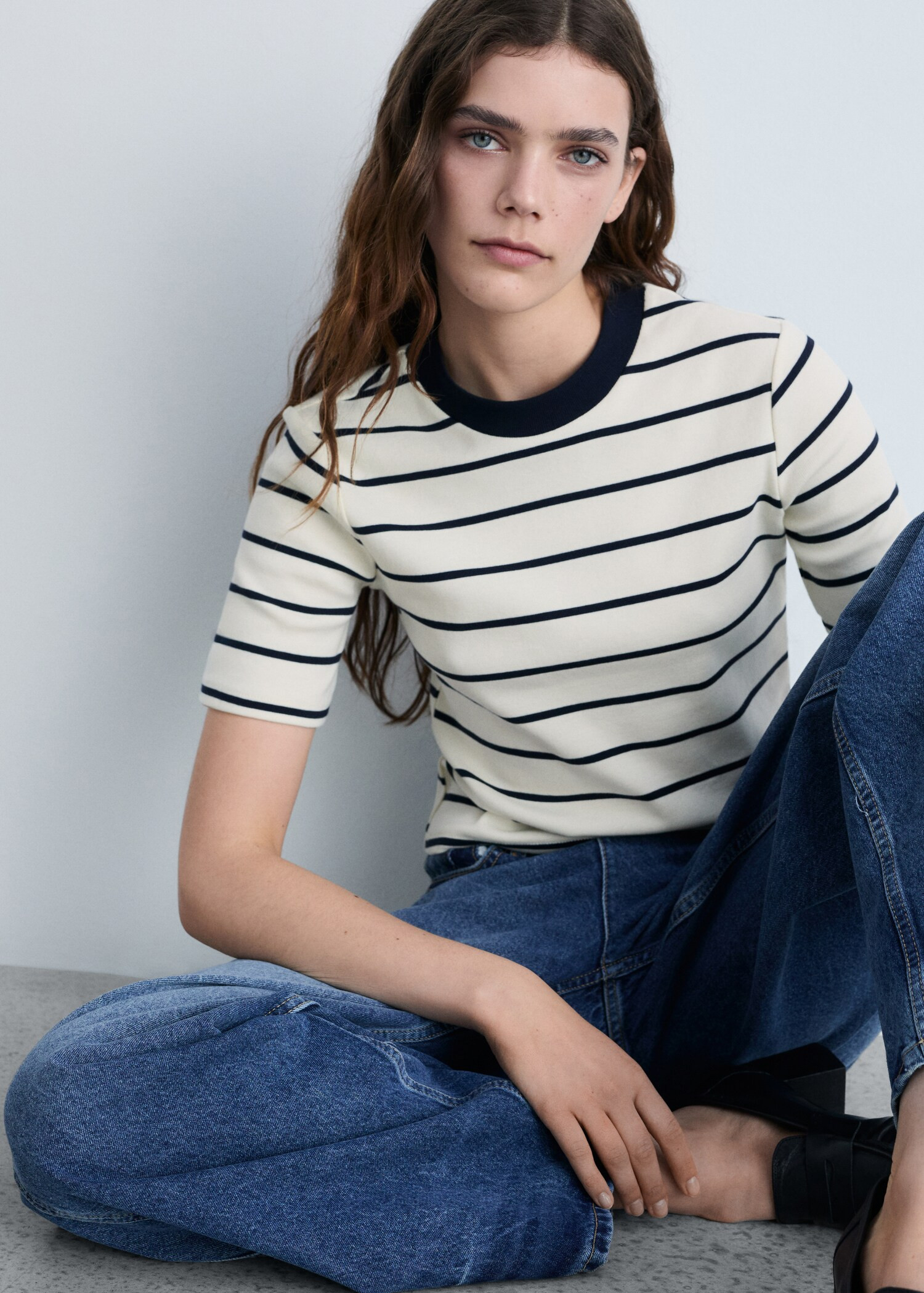 Striped cotton T-shirt - Women | MANGO USA | Mango (US/MX/AU)