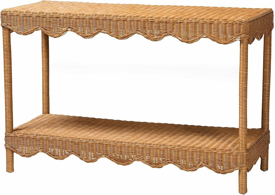 bali & pari Oteria Scalloped Natural Rattan Console Table, Light Honey | Amazon (US)