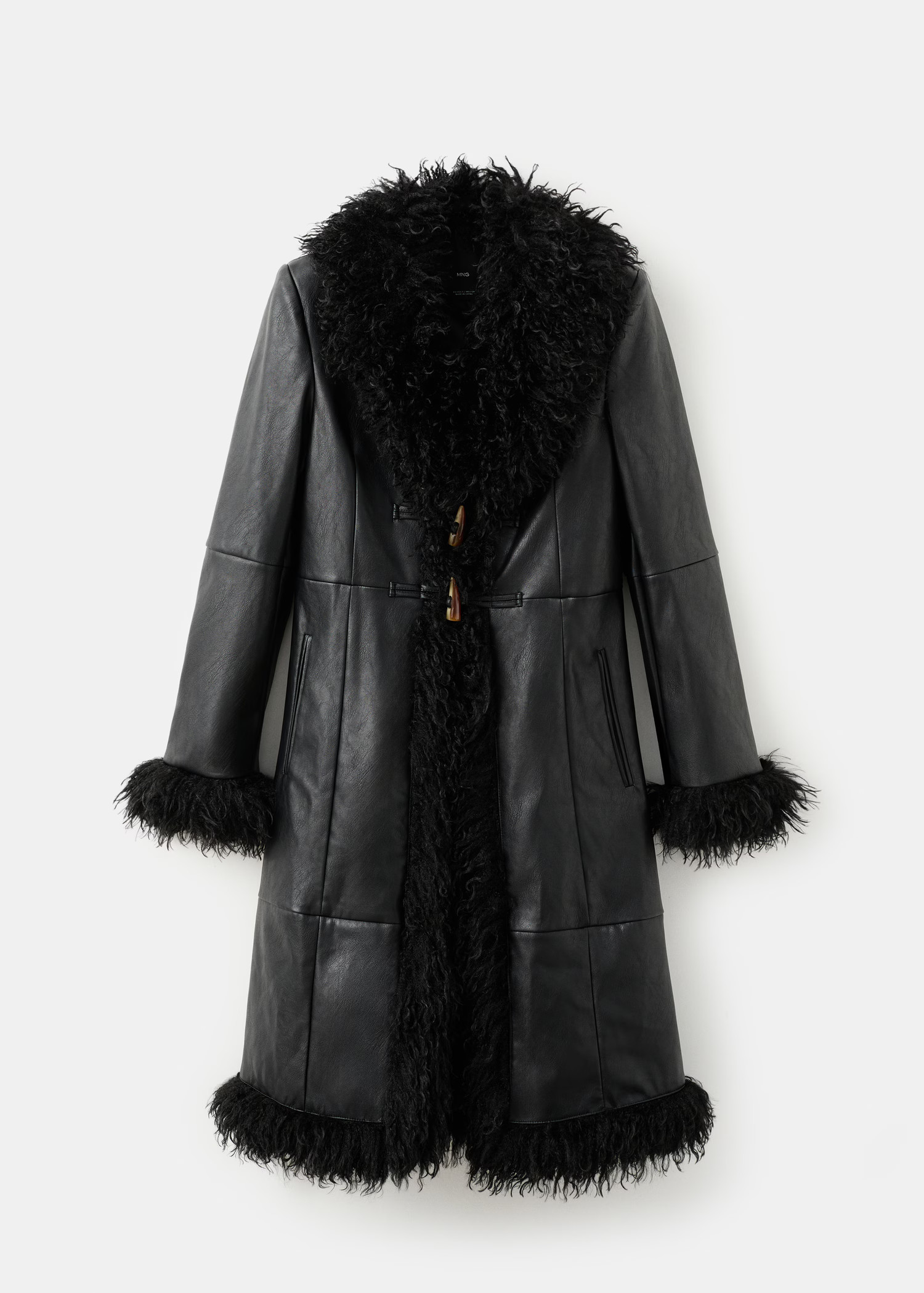 Faux-leather coat with fur trim - Women | MANGO United Kingdom | MANGO (UK)