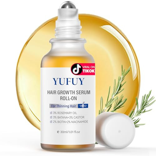 YUFUY Hair Growth Serum Roll On 30ML, With 3% Batana Castor 2% Biotin Niacinamide 3% Rosemary Oil for Hair Growth No-Rinse, Fast-Absorbing Scalp Serum For Thinning Hair for Men & Women -1.0 Fl OZ | Amazon (US)