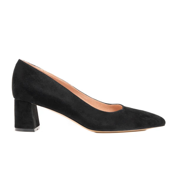 Black Suede Lower Block Heel | ALLY Shoes
