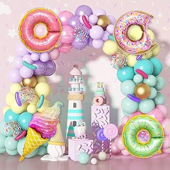 Amandir 139pcs Pastel Donut Balloon Garland Arch Kit, Donut Sweet One Birthday Party Decorations ... | Amazon (US)