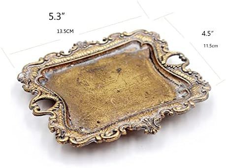 Funly mee Small Antique Trinket Dish Vintage Gold Jewelry Tray , Ring Holder | Amazon (US)
