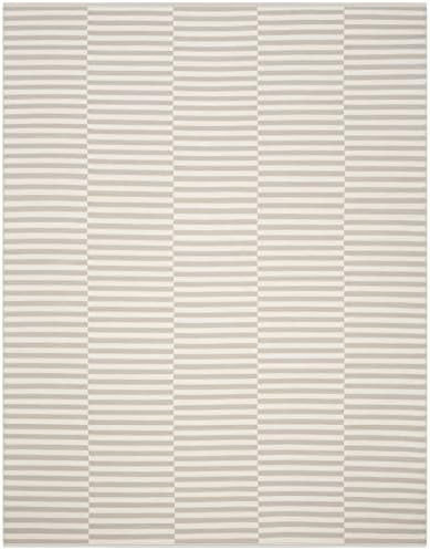 Safavieh Montauk Collection MTK715E Handmade Stripe Cotton Area Rug, 8' x 10', Ivory / Light Grey | Amazon (US)