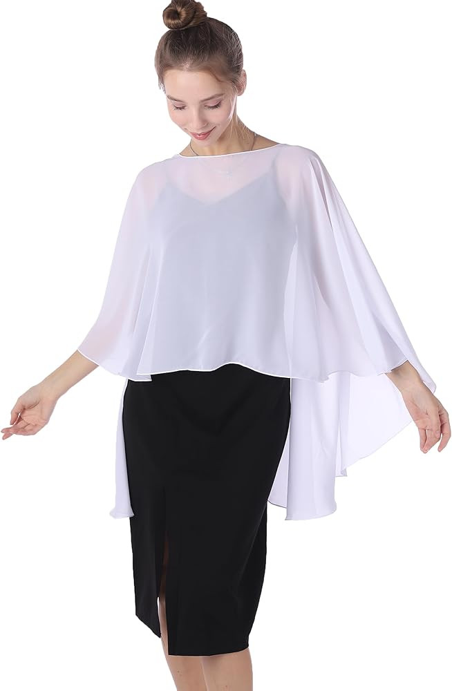 Baoqiya Chiffon Capes Sheer Capelets Long Cape Poncho For Women Plus Size | Amazon (US)