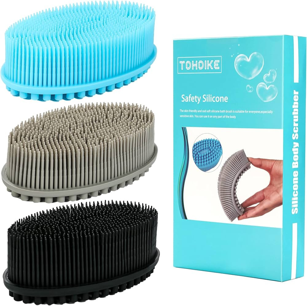 Silicone Body Scrubber Loofah - Set of 3 Soft Exfoliating Body Bath Shower Scrubber Loofah Brush ... | Amazon (US)