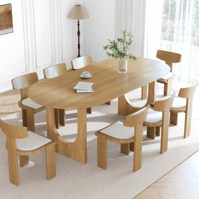 PexFix 79" x 33.5" Natura Solid Wood Dining Table Oval Kitchen Tables with Arched Legs Modern for Dining Room | Target