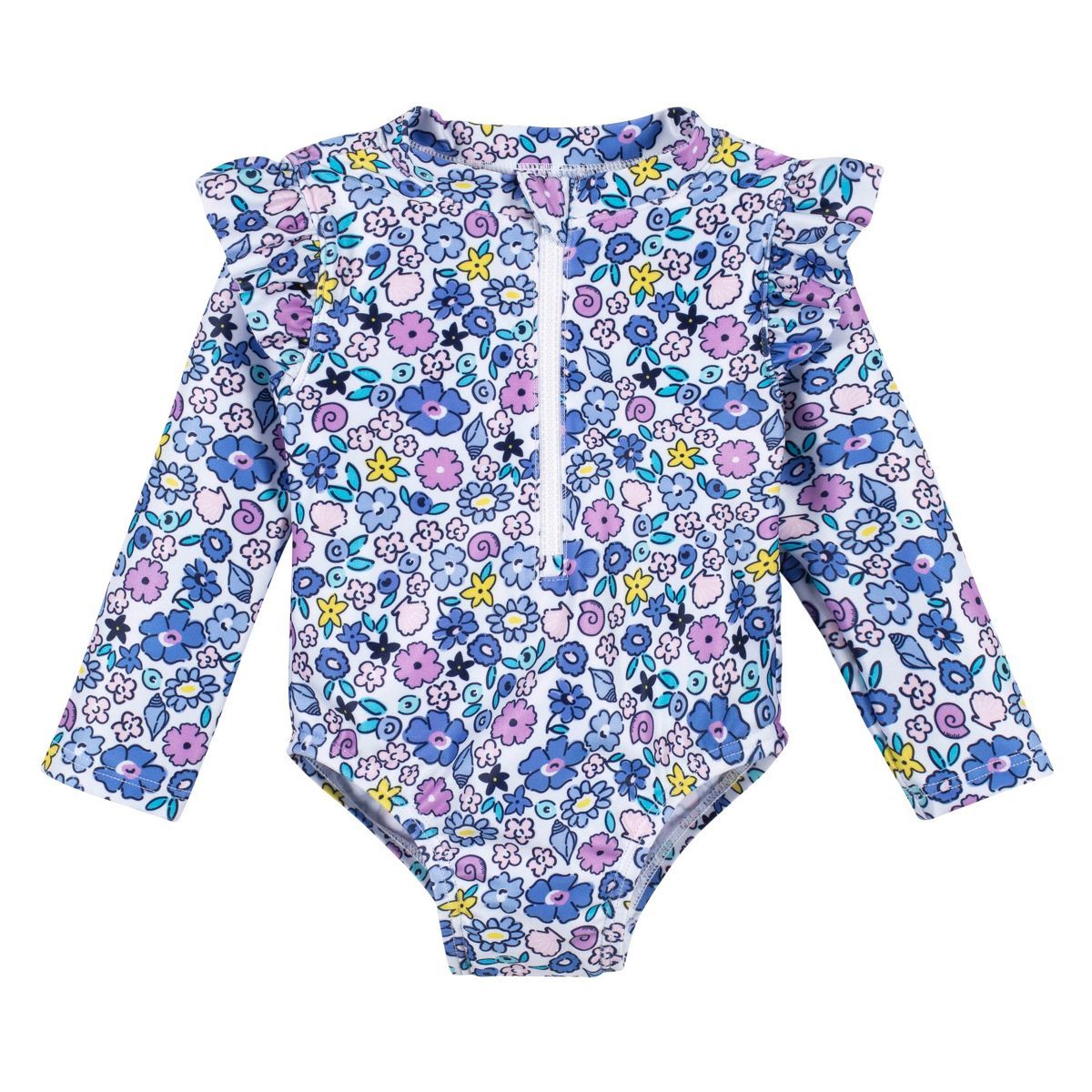 Gerber Baby & Toddler Girls' One-Piece Long Sleeve Rash Guard Swimsuit UPF 50+ | Target