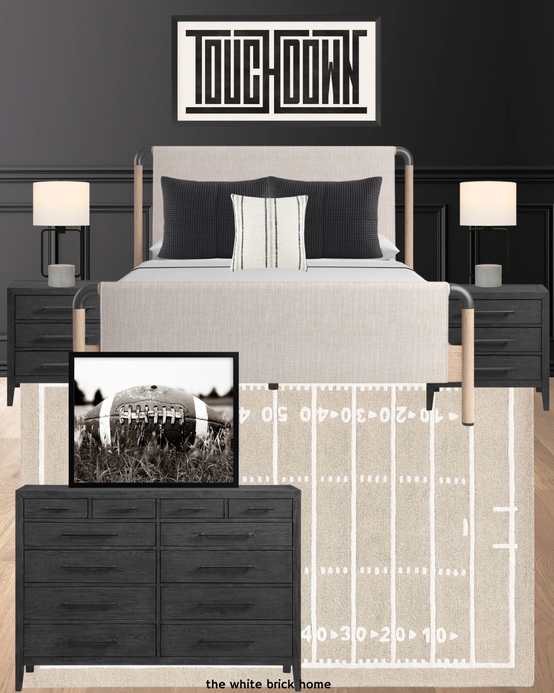 A fun, football themed bedroom design! 
🖤🖤

Kids room, kids bedroom, kids bedroom decor, boys room design, kids room design, teen boy, teen bedroom, teen bedroom furniture, teen bedroom design, bed, table lamp, lamp, wall art, wall decor, bedding, area rug, bedroom rug, dresser, nightstand, Wayfair, pottery barn, Etsy, target 

#LTKFamily #LTKHome #LTKKids