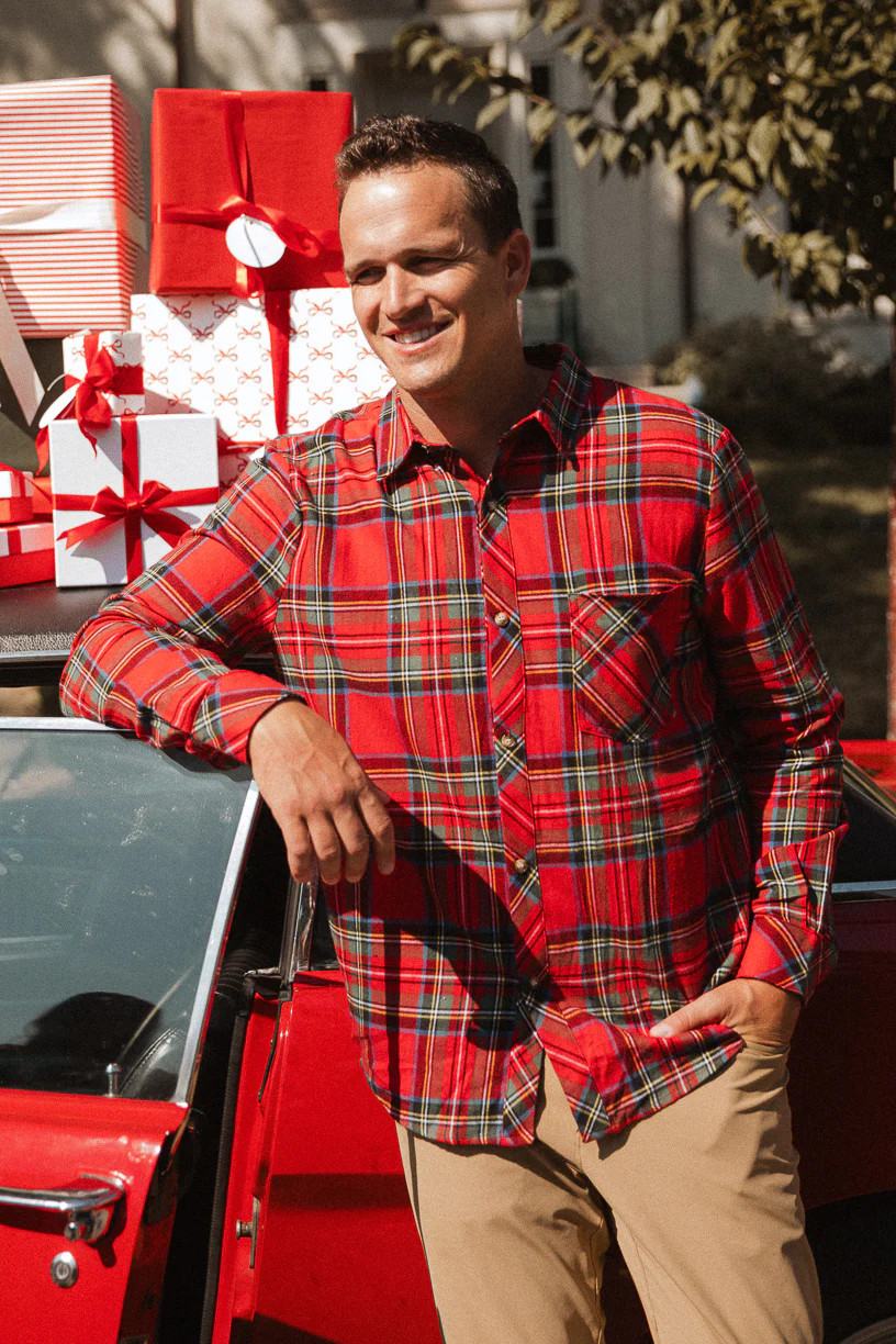 Mens John Shirt in Madeline Holiday Plaid | Ivy City Co