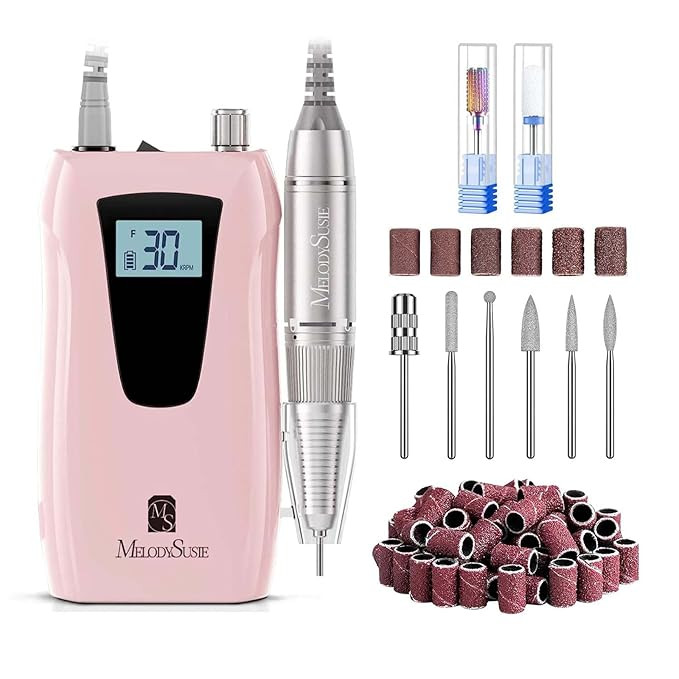 MelodySusie Professional Nail Drill 30000RPM, SC320D Rechargeable Electric Nail Drill Machine, Co... | Amazon (US)