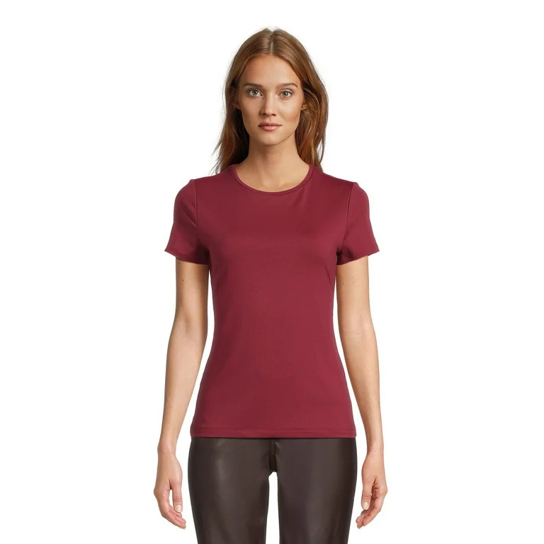 Time and Tru Women's Round Neck Smooth Tee with Short Sleeves, 2-Pack, Sizes XS-XXXL - Walmart.co... | Walmart (US)