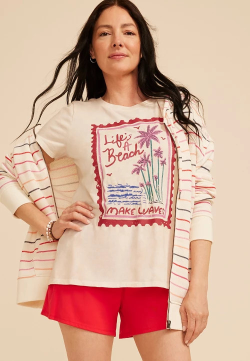 Lifes A Beach Make Waves Classic Fit Graphic Tee | maurices | Maurices