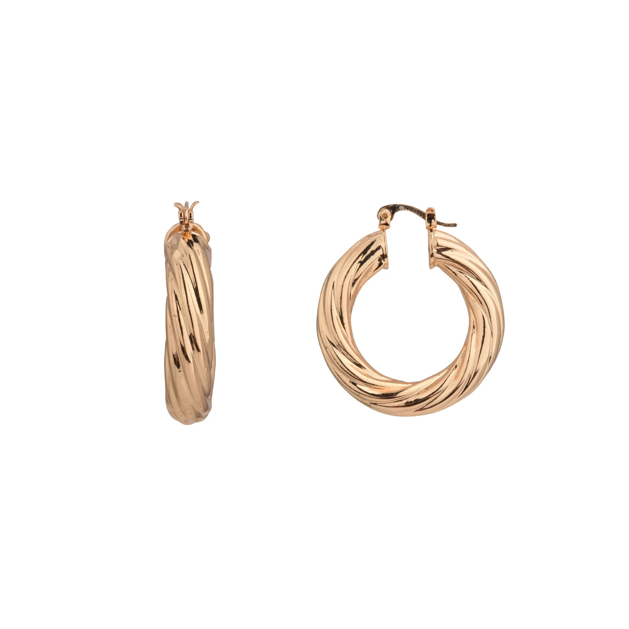 Time and Tru Medium Gold Twisted Hoop Earring | Walmart (US)
