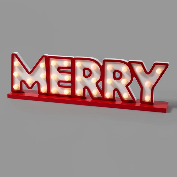 Lit Merry Marquee Decorative Sign Red/White - Wondershop™ | Target