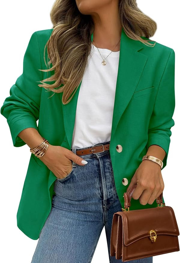 PRETTYGARDEN 2026 Blazers for Women Business Casual | Long Sleeve Button Down, Breasted Notch Lap... | Amazon (US)