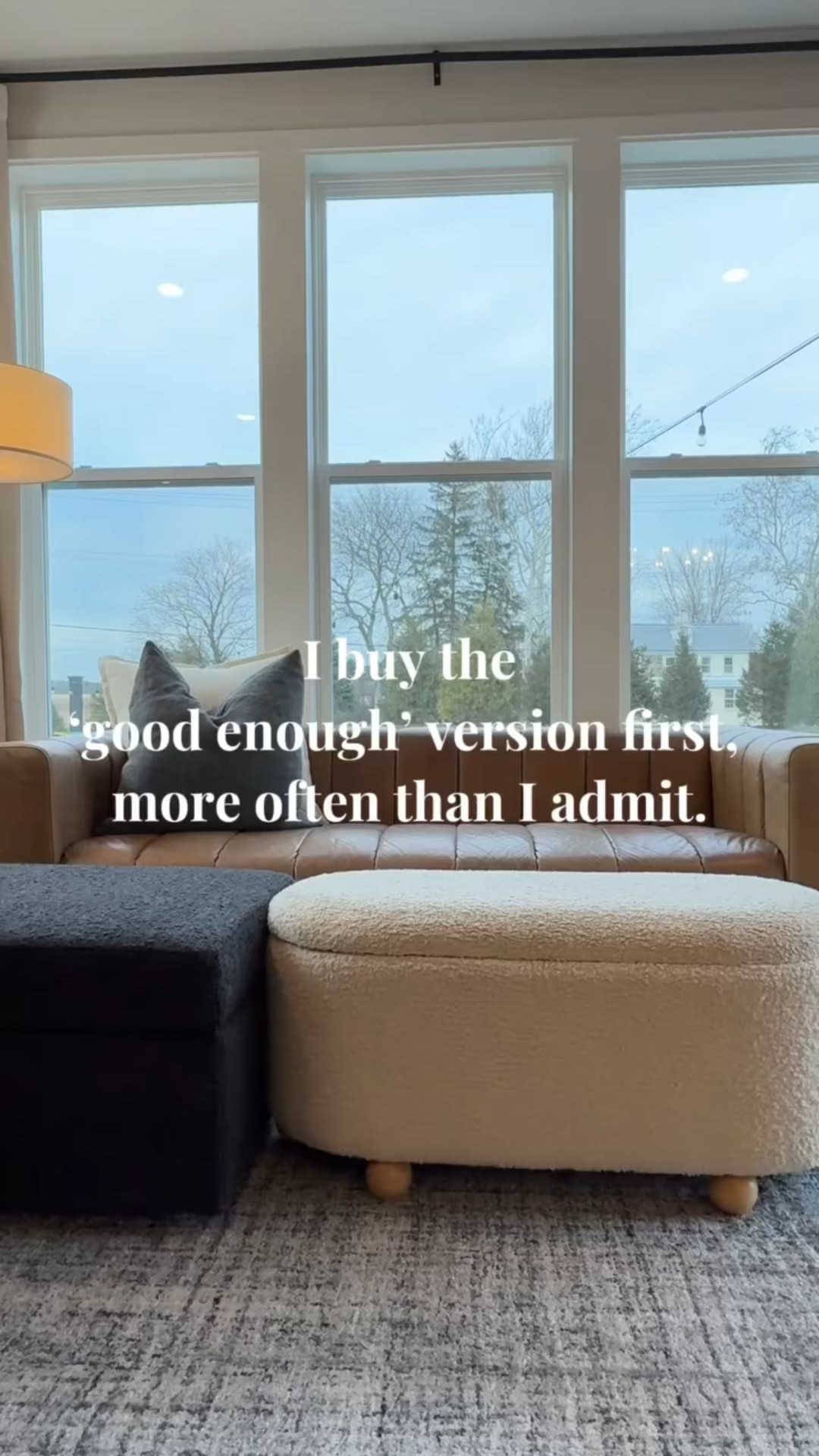 I lived with the white ottoman while I figured out the room.
It did its job.
This one just feels like it belongs.

#LivedInHome
#RealLifeHome
#morningroom
