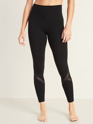 High-Waisted Balance Mesh-Splice 7/8-Length Leggings For Women | Old Navy (US)