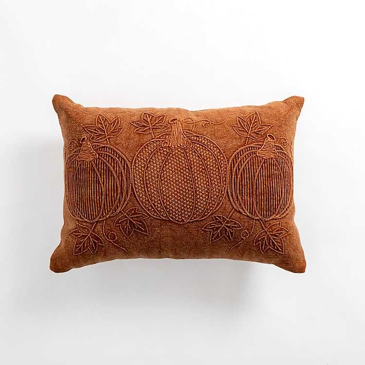 New! Rust Triple Pumpkin Lumbar Pillow | Kirkland's Home