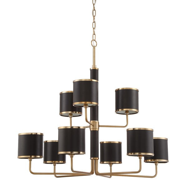 Quinn Satin Brass Nine-Light Chandelier | Bellacor