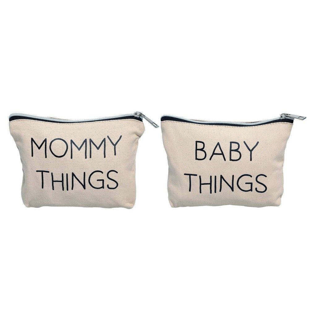 Pearhead Mommy and Baby Canvas Travel Pouch Set - 2pk, Black/Ivory | Target