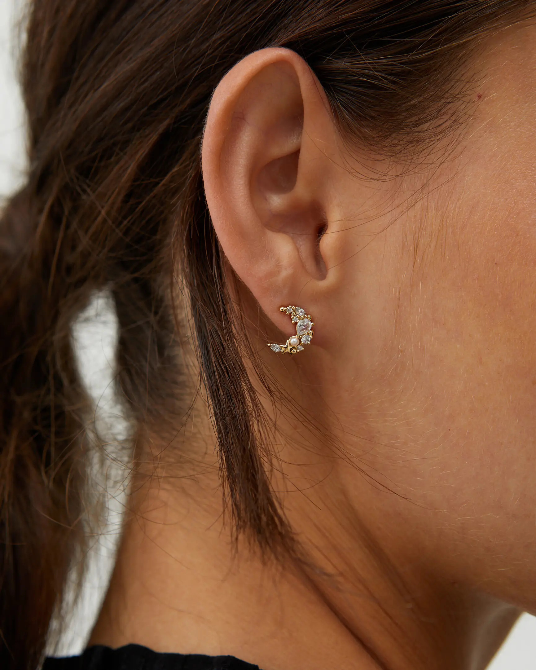 Twilight Moon Faux Pearl & Gem Stud Earrings | Oliver Bonas | Oliver Bonas (Global)