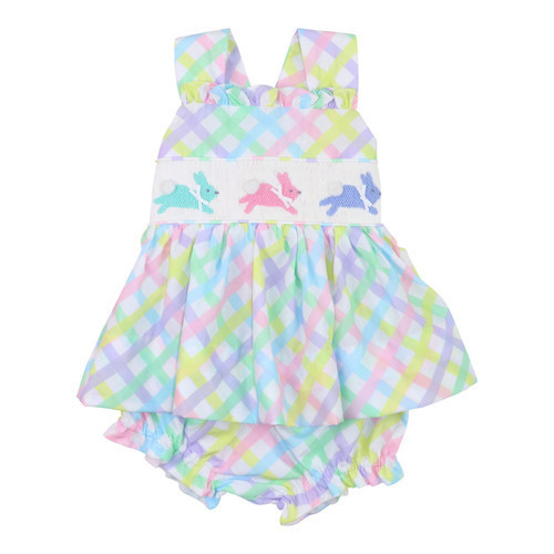 Pastel Plaid Smocked Bunny Diaper Set  - Shipping Late March | Cecil and Lou
