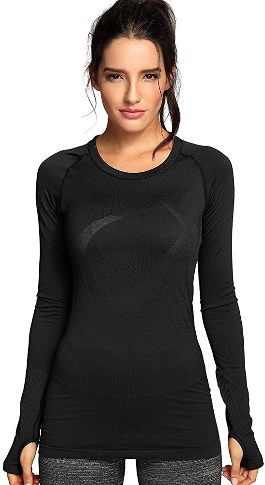 CRZ YOGA Women's Seamless Athletic Long Sleeves Sports Running Shirt Breathable Gym Workout Top | Amazon (US)